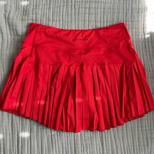Gold Hinge Candy Red Pleated Tennis Skirt